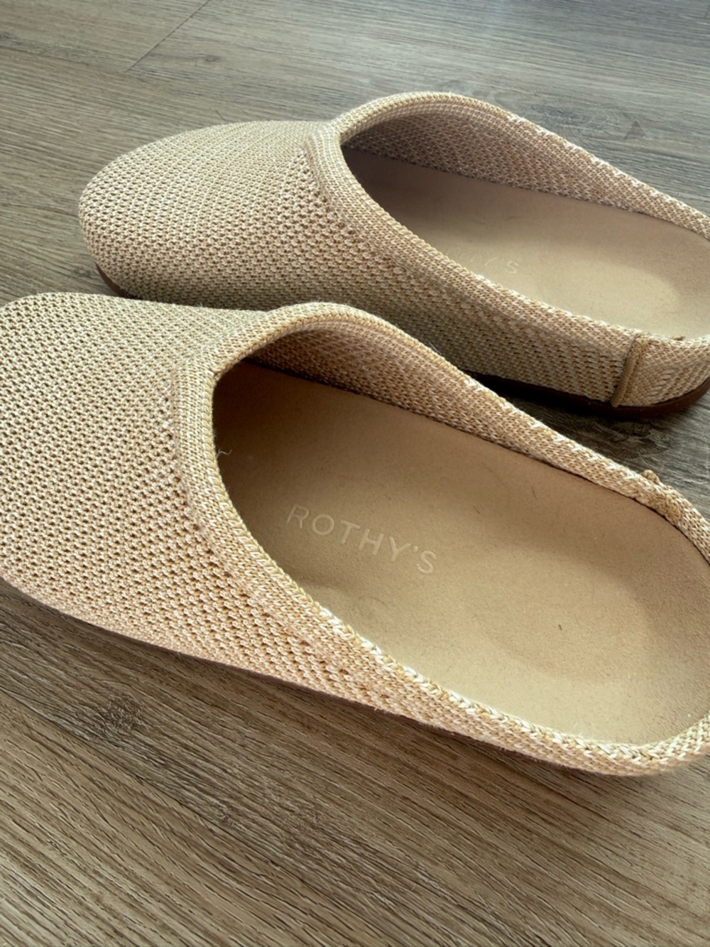 Rothy's Hemp Casual Clog Slip On Comfort Shoes Pelican Raffia Knit Washable Sz 7 - Picture 6 of 12